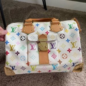 Louis Vuitton White Multicolor Speedy 30